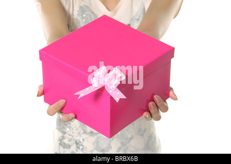 Woman holding a gift box Stock Photo