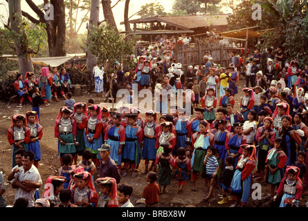 Gathering of Lisu tribes people, Northern Thailand Stock Photo