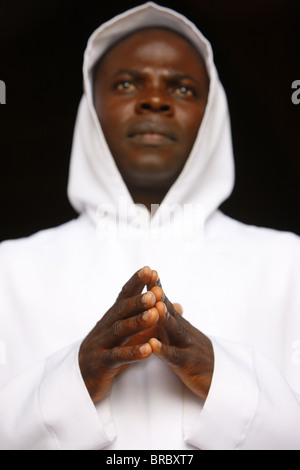 Monk in Dzogbegan Benedictine Abbey, Danyi Dzogbegan, Togo, West Africa Stock Photo