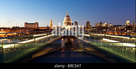 St Paul's Cathedral and the Millennium Bridge London Stock Photo