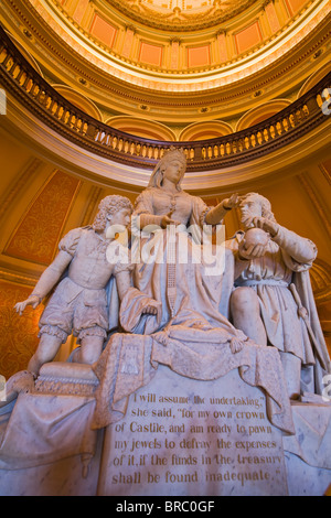 Statue of Queen Isabella and Columbus in the Rotunda of the State Capitol, Sacramento, California, USA Stock Photo