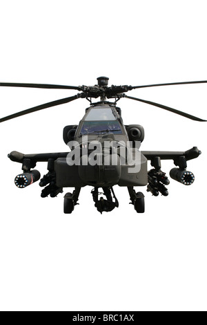 Fully armed army AH-64 Apache attack helicopter isolated on white Stock Photo