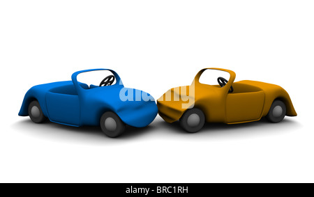 Two Cars Accident Crashed Cars Yellow City Car Foreground Silver
