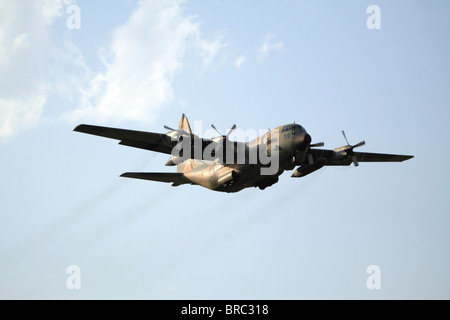 Royal Australian Air Force C-130H Hercules take off from it's homebase RAAFB Richmond, New South Wales, Australia Stock Photo