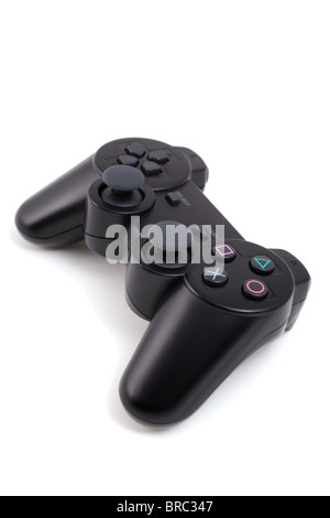 black wireless game controller isolated on white Stock Photo