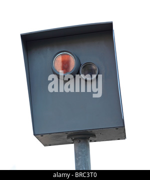 A typical speed trap. All isolated on white background. Stock Photo