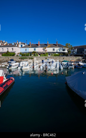 Island Quay with Moorings and Holiday Homes, Salcombe, Devon, England, United Kingdom Stock Photo