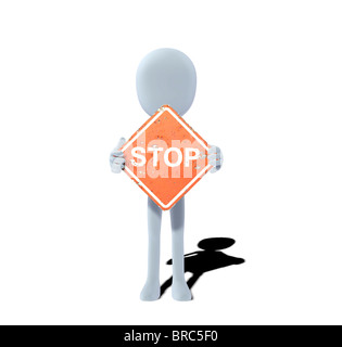 Stop Sign Man Figure concept figure with STOP sign Stock Photo - Alamy