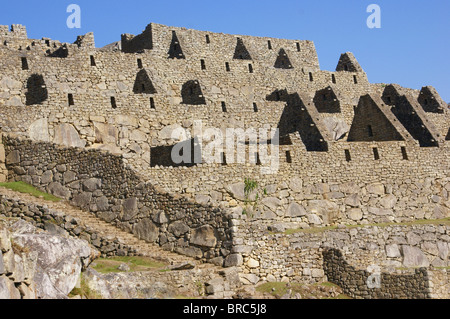 Inca stone house, without roof, Machu Picchu, Peru, South America Stock Photo