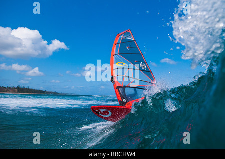 Windsurfing, Kauai, Hawaii Stock Photo