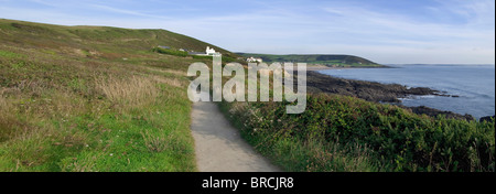 croyde bay on the north devon coast - the view from the footpath to baggy point Stock Photo