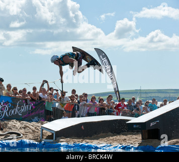 Wakeboarding at Animal Windfest 2010, held at Sandbanks, Poole. Stock Photo