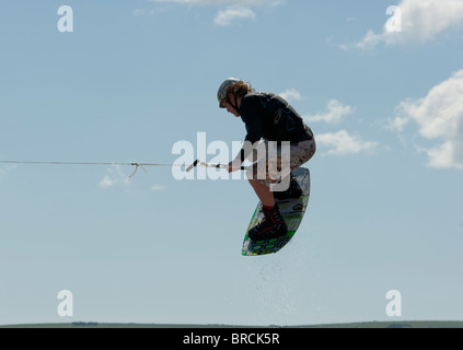 Wakeboarding at Animal Windfest 2010, held at Sandbanks, Poole. Stock Photo