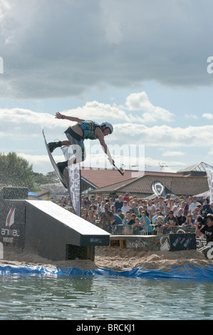 Wakeboarding at Animal Windfest 2010, held at Sandbanks, Poole. Stock Photo