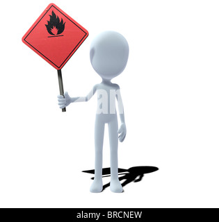 concept figure with warning sign flammable material Stock Photo
