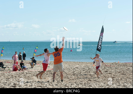 Extreme Frisbee, one of the events at Windfest 2010, held at Sandbanks beach, Poole. Stock Photo