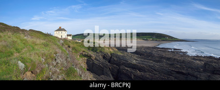 croyde bay on the north devon coast - the view from the footpath to baggy point Stock Photo