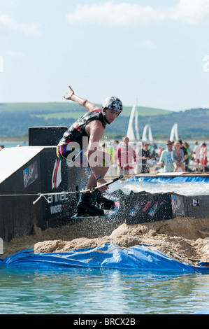 Wakeboarding at Animal Windfest 2010, held at Sandbanks, Poole. Stock Photo