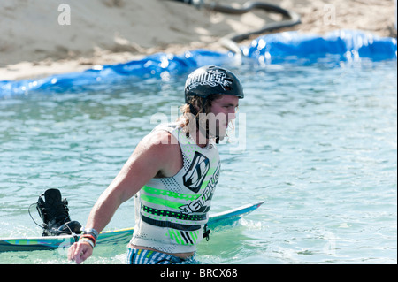 Wakeboarding at Animal Windfest 2010, held at Sandbanks, Poole. Stock Photo