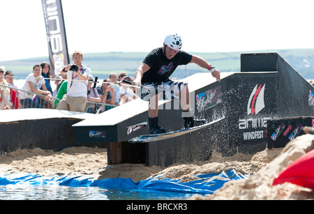 Wakeboarding at Animal Windfest 2010, held at Sandbanks, Poole. Stock Photo