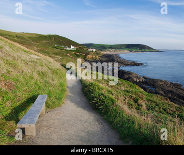 croyde bay on the north devon coast - the view from the footpath to baggy point Stock Photo