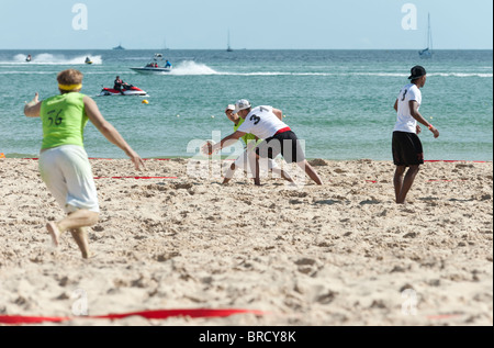 Extreme Frisbee, one of the events at Windfest 2010, held at Sandbanks beach, Poole. Stock Photo