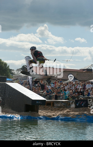 Wakeboarding at Animal Windfest 2010, held at Sandbanks, Poole. Stock Photo