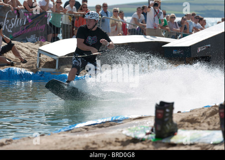 Wakeboarding at Animal Windfest 2010, held at Sandbanks, Poole. Stock Photo