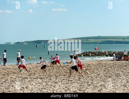 Extreme Frisbee, one of the events at Windfest 2010, held at Sandbanks beach, Poole. Stock Photo