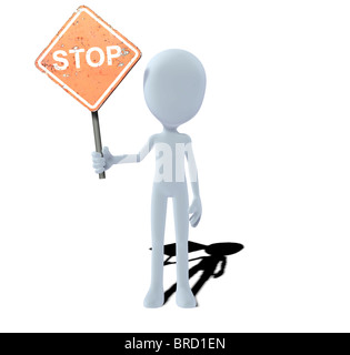 Stop Sign Man Figure concept figure with STOP sign Stock Photo - Alamy