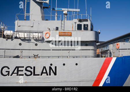 Odinn, a vessel from The Icelandic Coast Guard. Now used as a museum display at Reykjavik Maritime Museum, Reykjavik Iceland. Stock Photo