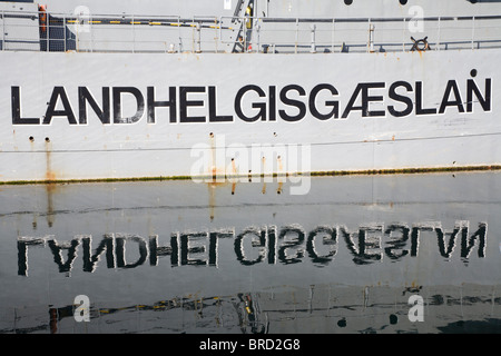 Odinn, a vessel from The Icelandic Coast Guard. Now used as a museum display at Reykjavik Maritime Museum, Reykjavik Iceland. Stock Photo