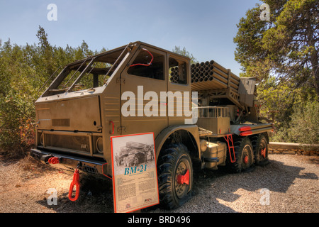 BM-21 (Grad) - a Soviet truck-mounted 122 mm multiple rocket launcher Stock Photo