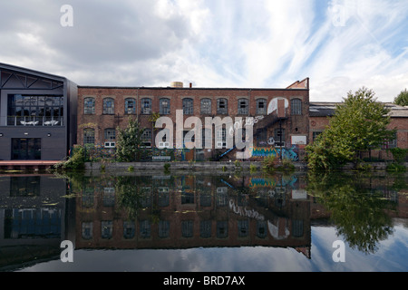 Graffiti on River Lee Navigation Canal towpath. East London, UK. Stock Photo