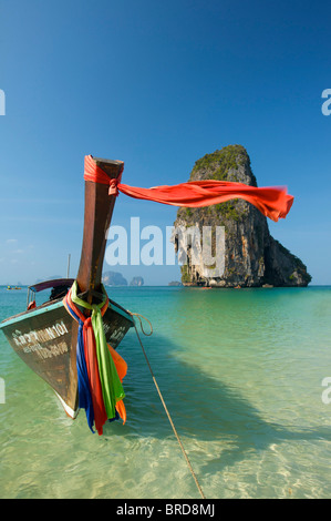 Long-tail boats at Laem Phra Nang Beach, Krabi, Thailand Stock Photo