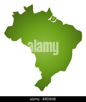 A stylized map of Brazil in green tone. All isolated on white background. Stock Photo