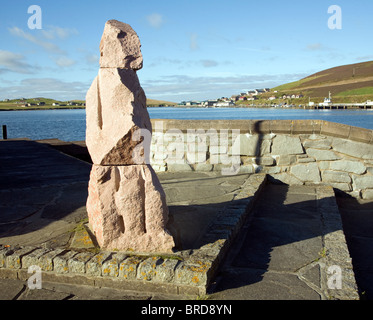 Rock sculpture, Scalloway, Shetland Islands, Scotland Stock Photo