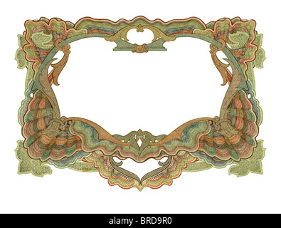 Luxuriously illustrated old colored victorian frame. Stock Photo