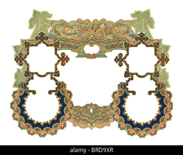 Luxuriously illustrated old colored victorian frame. Stock Photo