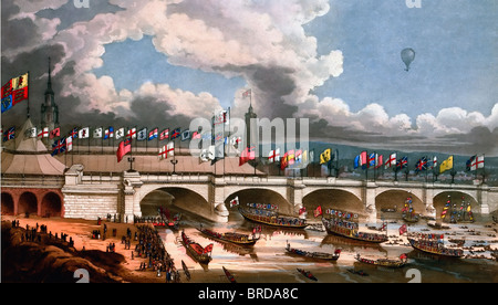 The new London bridge, as it appeared on Monday, August 1st, 1831, at the ceremony of opening by their Majesties Stock Photo