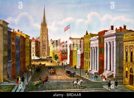 Wall Street, New York City, USA 1847 Stock Photo