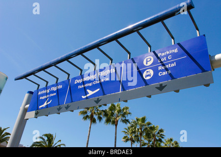 Airport traffic sign over carriageway Los Angeles USA Stock Photo