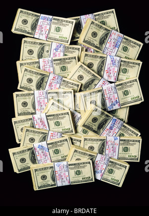 Wads of 100 American Dollars notes Stock Photo