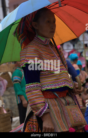 Flower Hmong People Bac Ha Market Vietnam Stock Photo