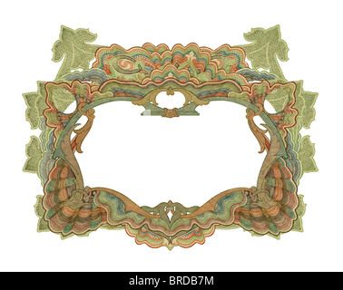 Luxuriously illustrated old colored victorian frame. Stock Photo