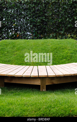 wooden garden decking design walk walkway path pathway raised decorative ornamental architectural plank planks feature Stock Photo