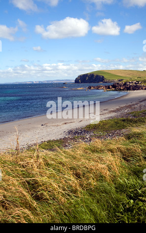 Sandy beach and sea shore, Melby, near Sandness, Mainland, Shetland Islands, Scotland Stock Photo