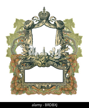 Luxuriously illustrated old colored victorian frame. Stock Photo