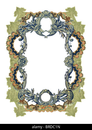 Luxuriously illustrated old colored victorian frame. Stock Photo