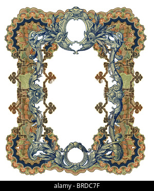 Luxuriously illustrated old colored victorian frame. Stock Photo